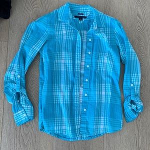 Tommy Hilfiger teal plaid button up